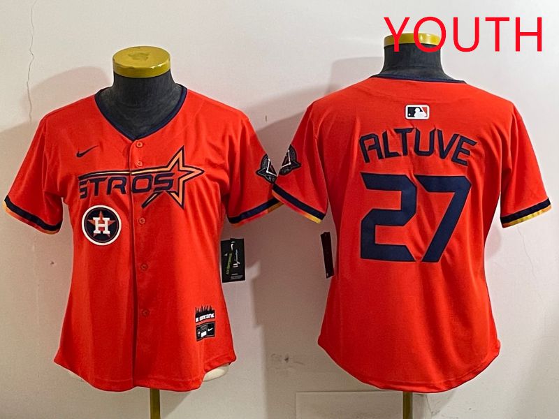 Youth Houston Astros #27 Altuve Orange Three generations Joint Name 2025 Nike MLB Jersey style 4126->youth mlb jersey->Youth Jersey
